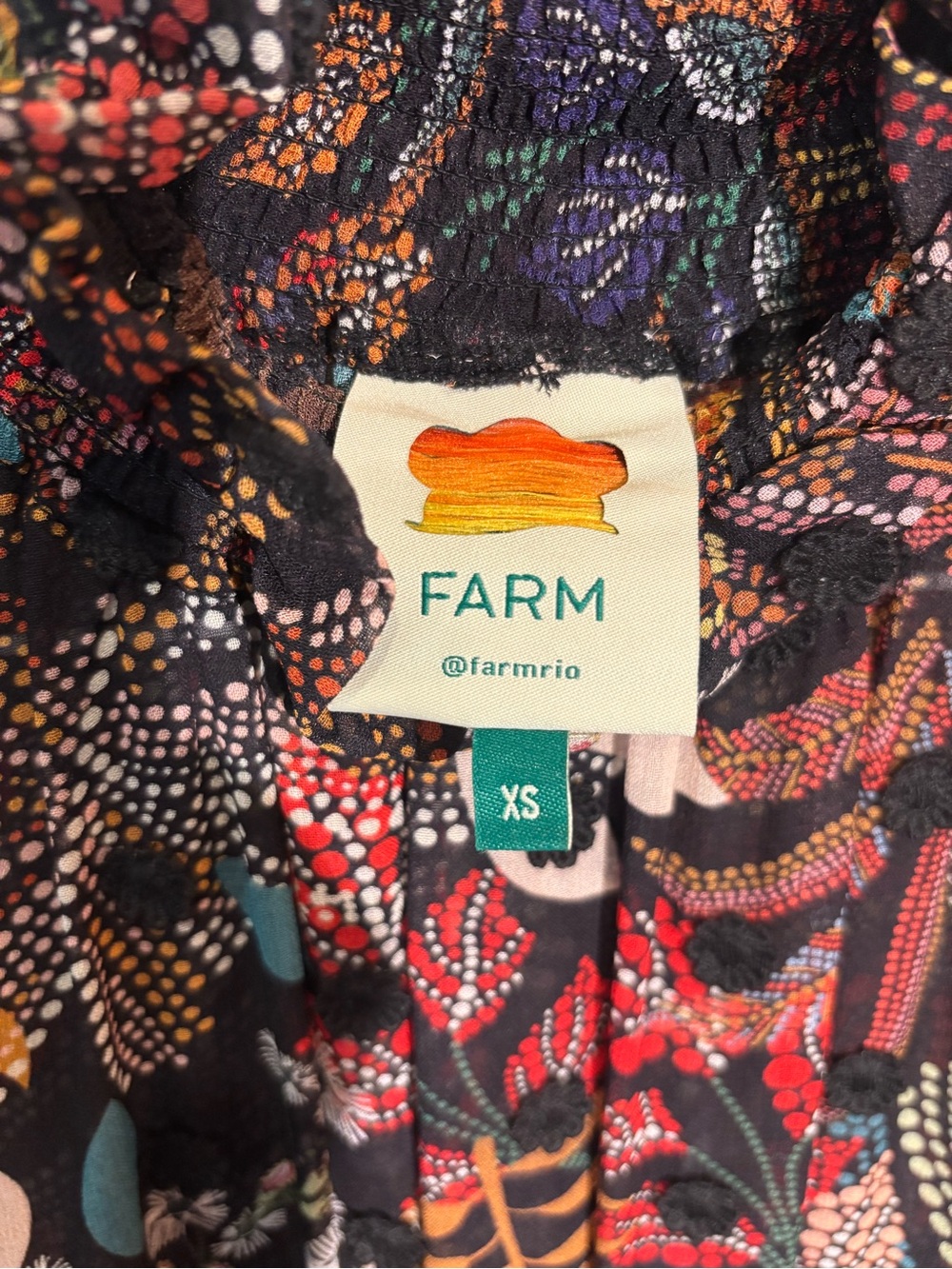FARM Rio Black Multi Floral Ruffle-Neck Mini Dress - Picture 5 of 5